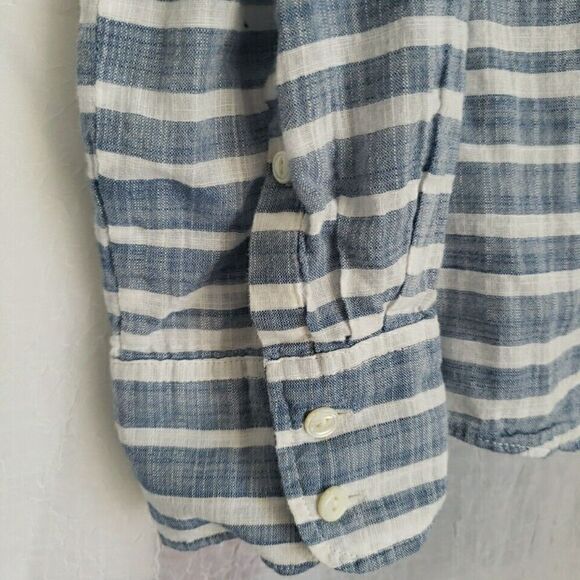J Crew Womens Shirt Size 10 Button Up Blouse Top Striped Long Sleeve Blue Cotton - Picture 7 of 11